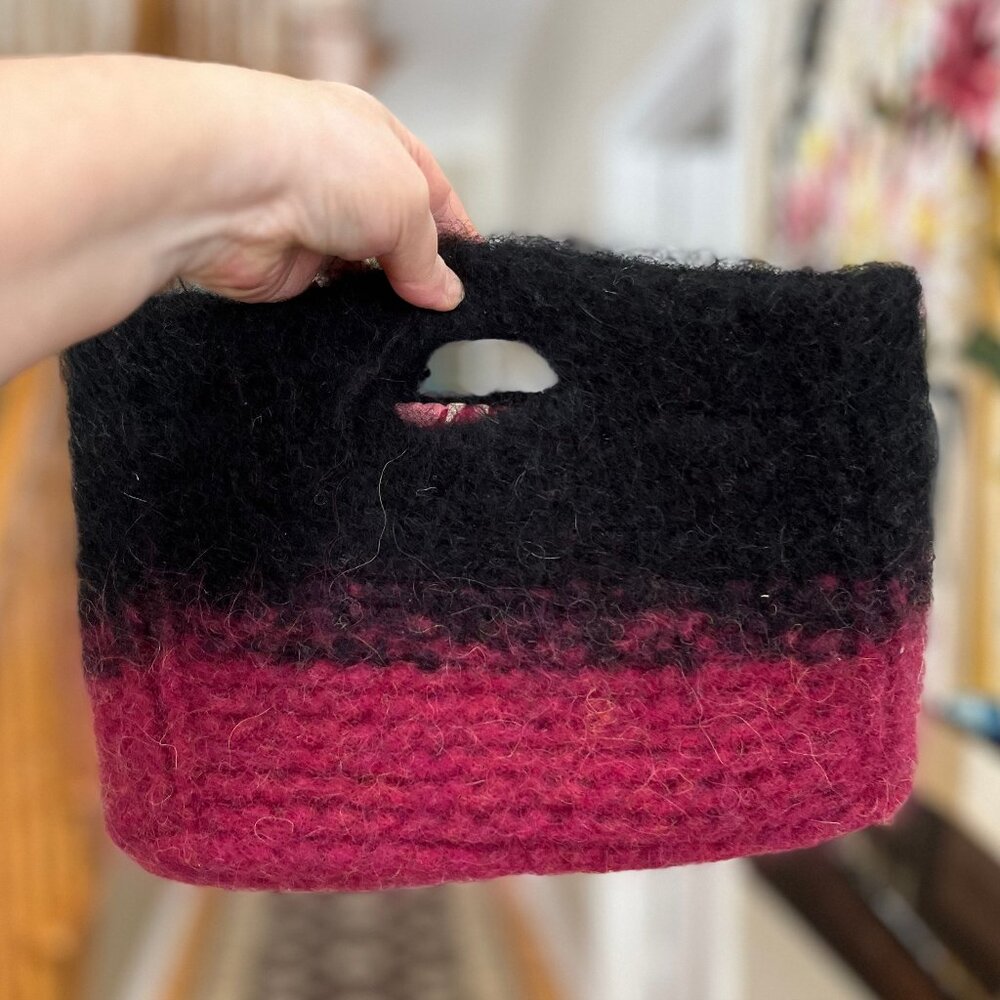 Handmade wool knit small satchel by TLC from OOAK
